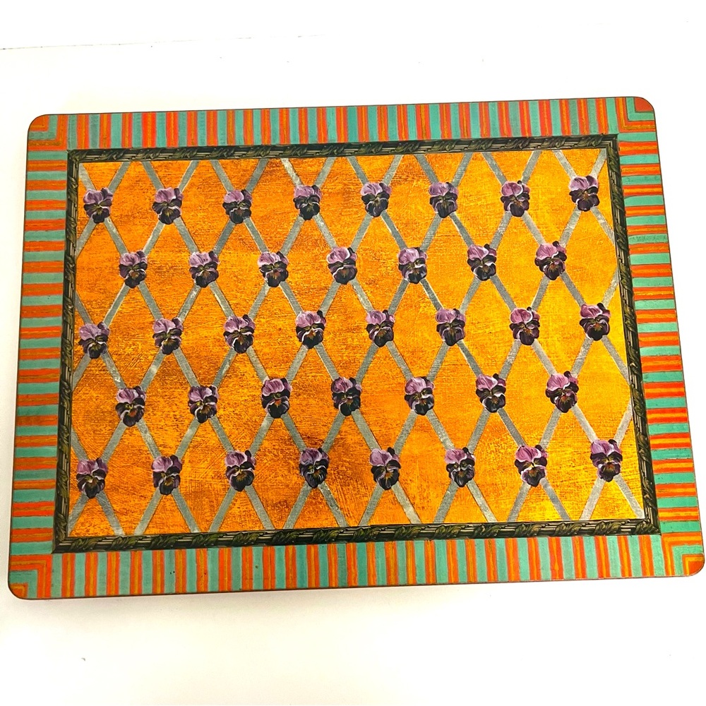 MacKenzie Childs Pimpernel Pansy Plaid Placemats 1983 Set of 4